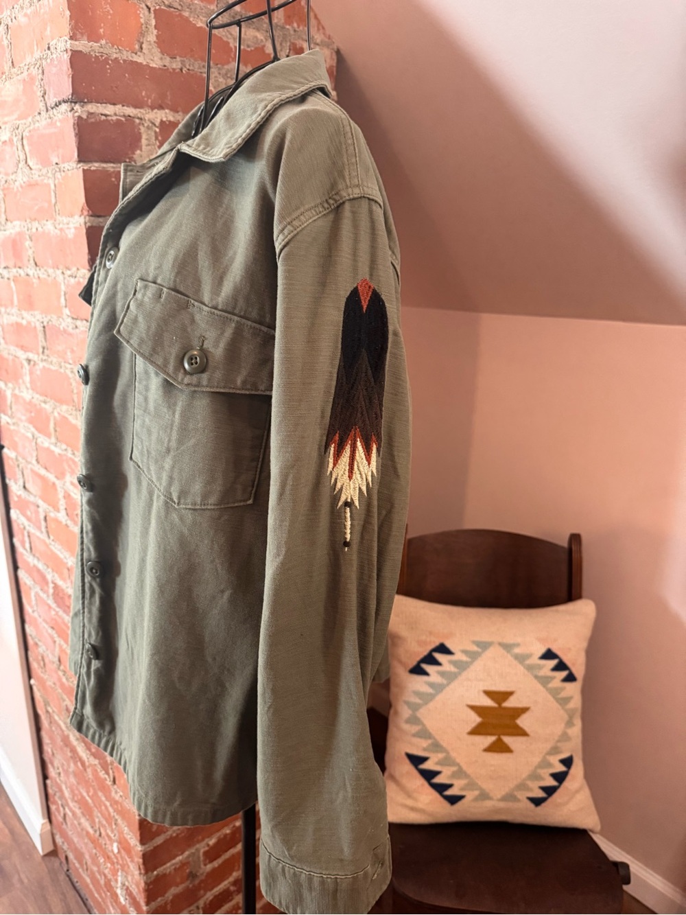 Levis Embroidered Fatigue Shirt Jacket Large